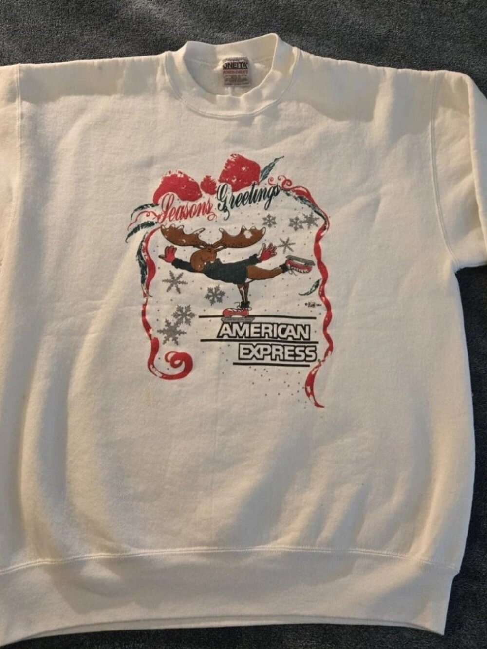 1994 Vintage Oneita Christmas Sweater American Express XL Made In USA